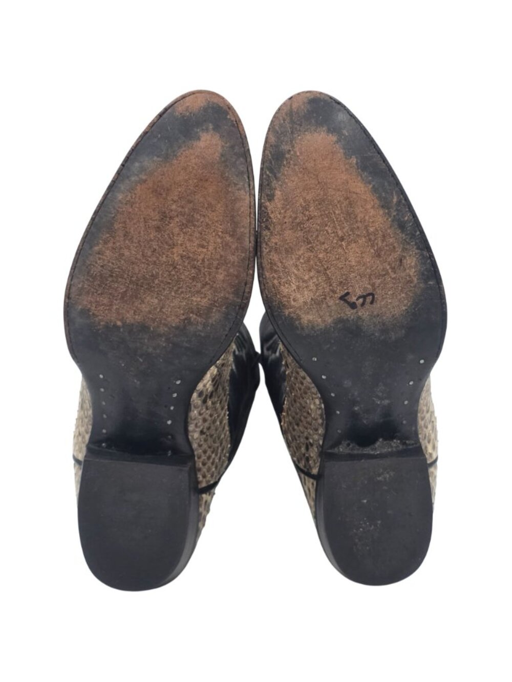 MINT - Vintage Python Mens 11D Natural Snakeskin Cowboy Boots Remington Exotic - Picture 3 of 16